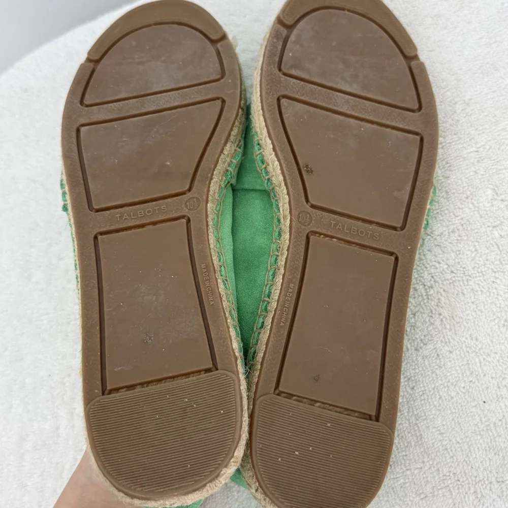 Talbots Izzy Knot Green Suede Espadrilles Women’s Size 10.5